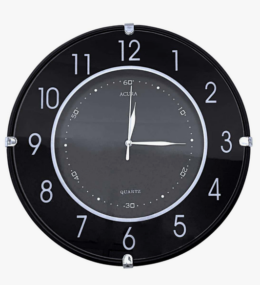 🕒Reloj de pared redondo negro con segundos QUARTZ