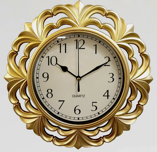 🕒Reloj de pared flores doradas QUARTZ