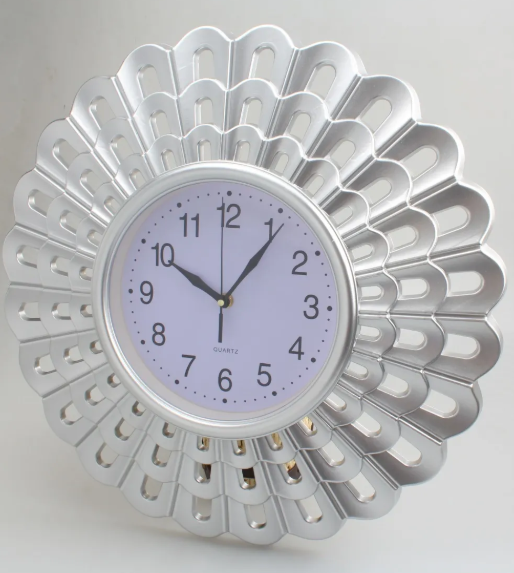 🕒Reloj de pared redondo plateado QUARTZ