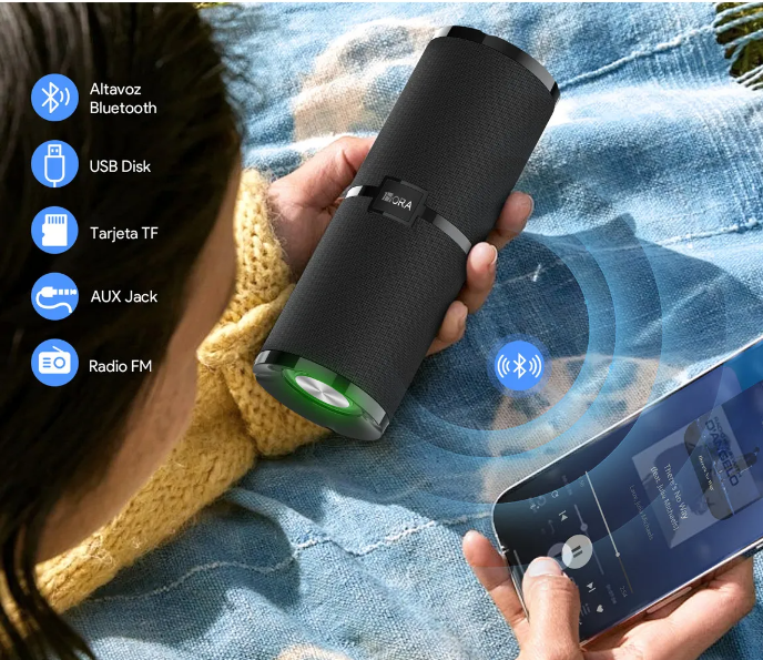 🔊 Bocina Bluetooth Portátil 1Hora BOC-060 2" – Sonido Estéreo HD