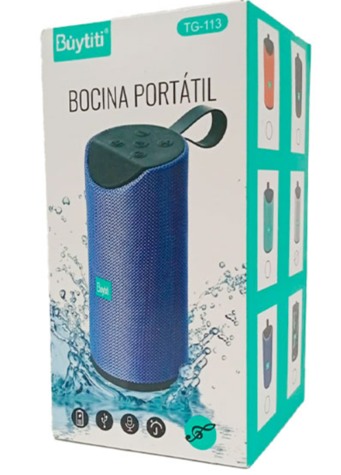 🔊 Bocina Portátil Bluetooth Buytiti TG-113 2x2" – Cilíndrica, Compacta y Potente