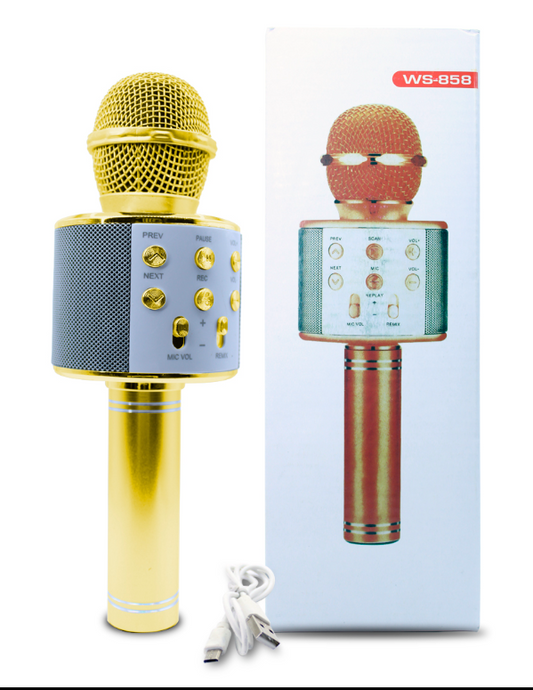 🎤 Micrófono Inalámbrico de Karaoke Bluetooth WS-858 – Con Altavoz Integrado y Efectos de Voz