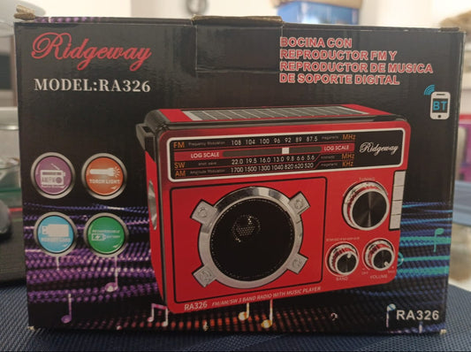 📻 Radio Portátil Ridgeway RA-326 – Estilo Retro con Radio AM/FM/SW y Bluetooth
