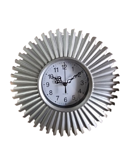🕒Reloj de pared redondo plateado QUARTZ