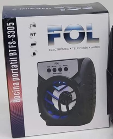 🔊 Bocina Bluetooth Portátil FOL FS-S305 – 3" con Iluminación RGB y Radio FM