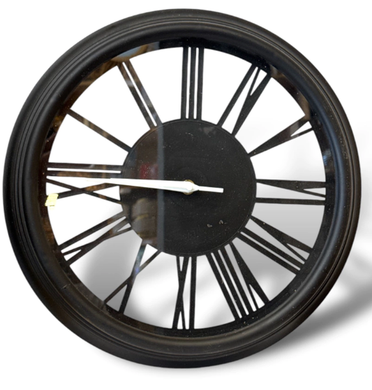 🕒Reloj de pared redondo negro números romanos