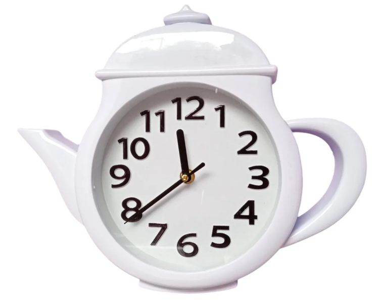 🕒Reloj de pared tetera blanca